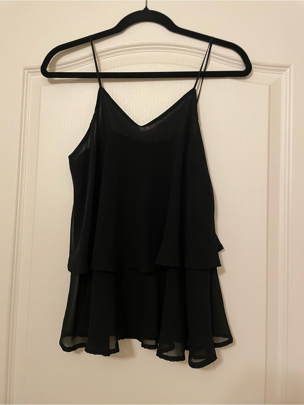 Black Layered Spaghetti-Strap Women's Blouse